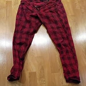 Plaid Red Women's Jeans